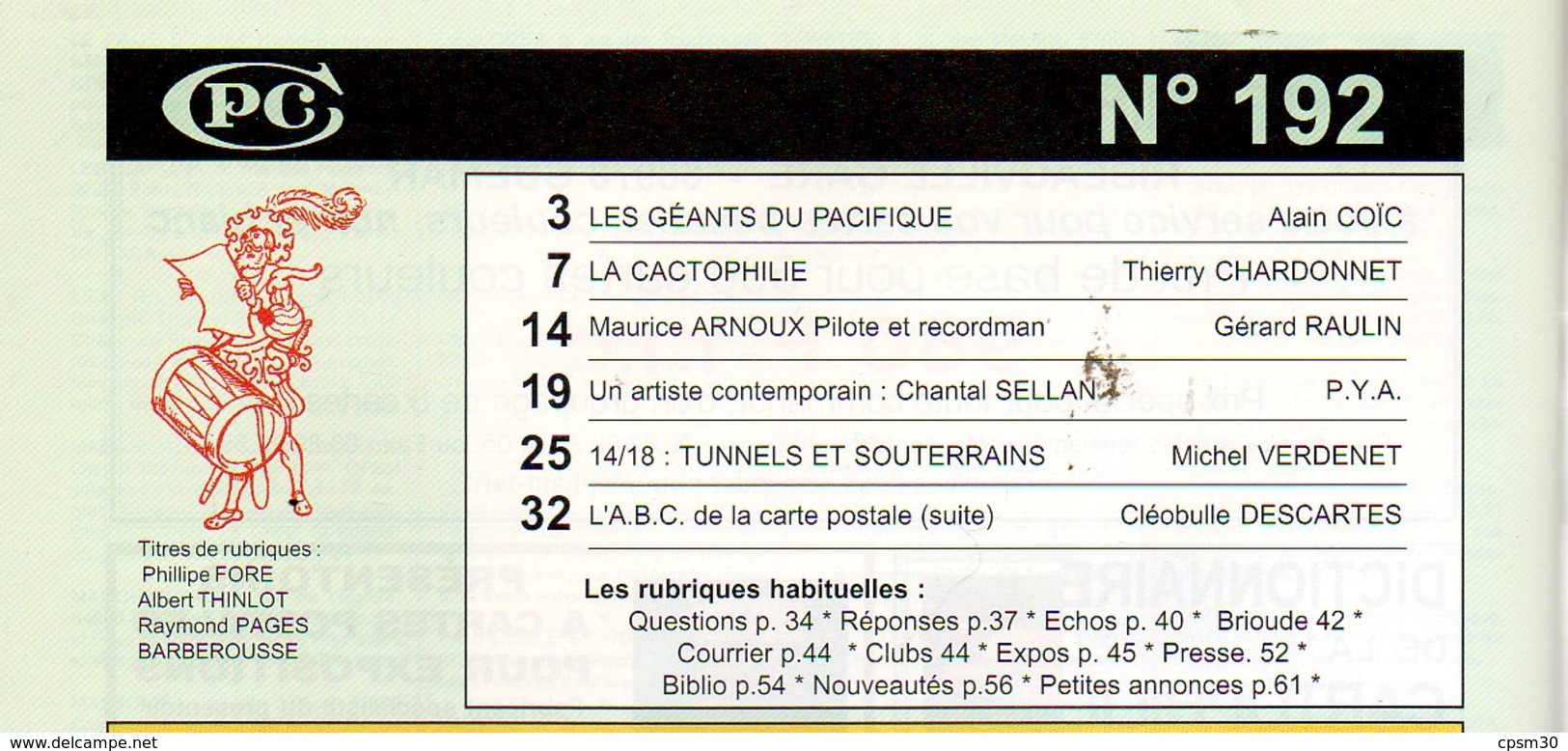 CPC N°192 - Arbres Géants Pacifique 4p; Les Cactus 7p; Avion Chasse 5p; Illustrateur Ch Sellan 6p; Tunnels Guerre 7pages - Francese