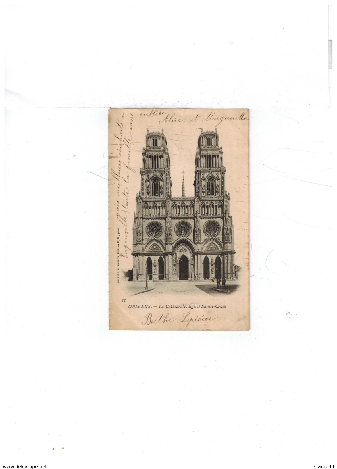 Carte Postale Orléans - La Cathédrale. Eglise Sainte-Croix - 25/01/1903 - Orleans