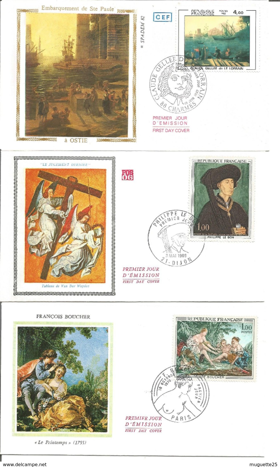 -lot De 3 - Tableaux -peintres -Van Der Weyden - Boucher - Claude Gellée - Non Classificati