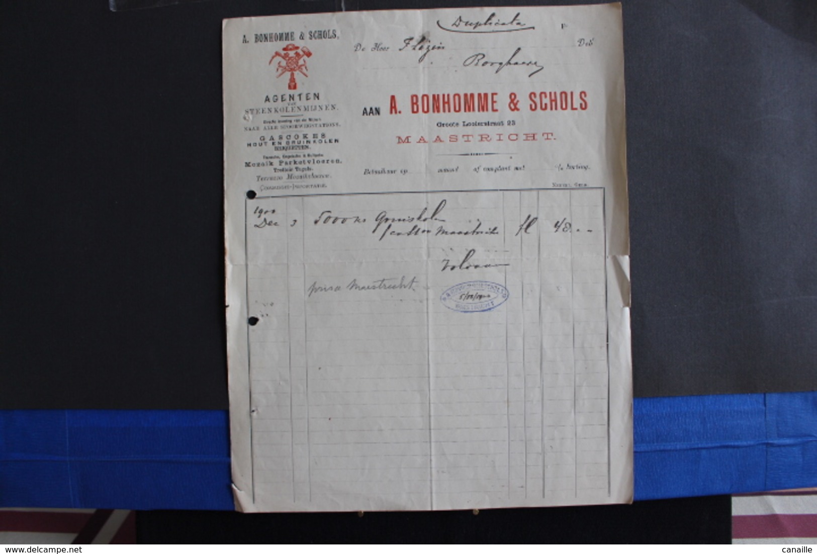 Fac- 33 / A.  Bonhomme & Schols - MAASTRICHT -  Hollande  -  Pays Bas  ( Agenten Steenkolenmijnen )  / 1900 - Petits Métiers