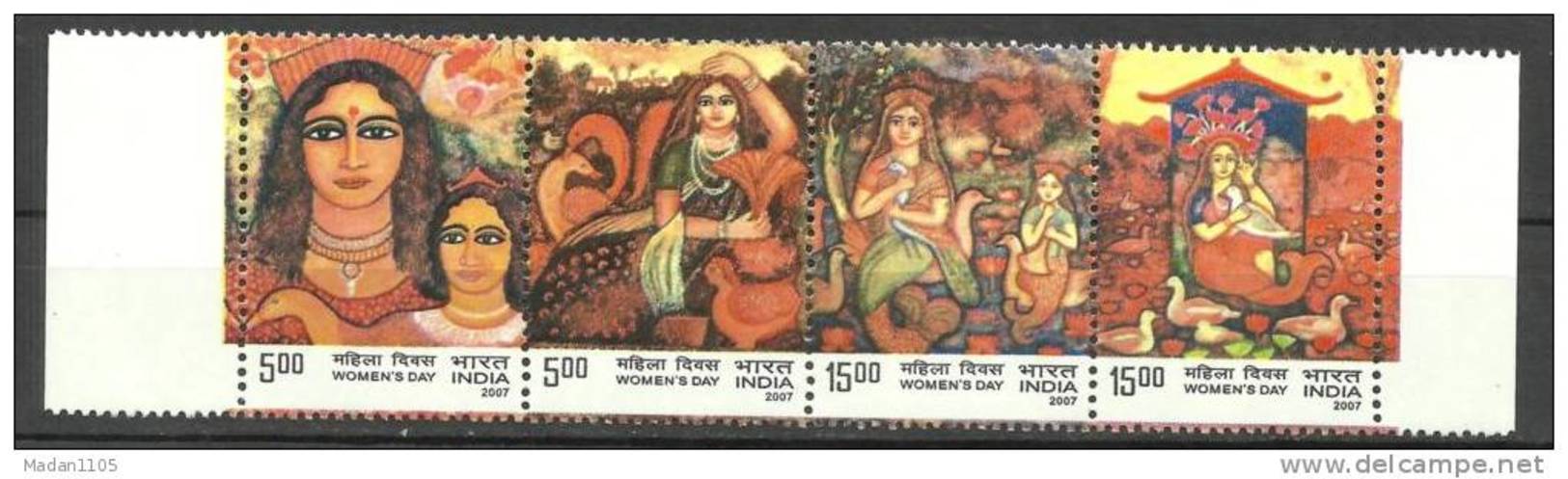 INDIA, 2007, International Women´s Day, FULL SHEET Of 5 Strips Of 4 V Each, MNH, (**) - Unused Stamps