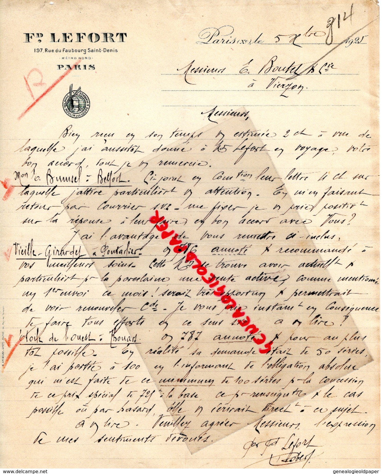 75- PARIS - FERNAND LEFORT -197 RUE FG SAINT DENIS -1925 - 1900 – 1949