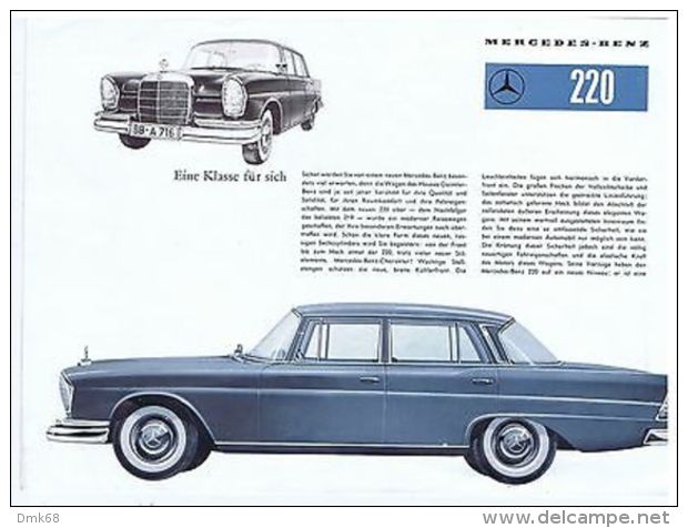 MERCEDES BENZ 220 - VINTAGE BROCHURE - 1960s - Other & Unclassified