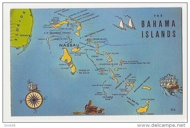 BAHAMA ISLANDS - MAP - EDIT BY P.M. LIGHTBOURN NASSAU - STAMP 1960s ( 267 ) - Autres & Non Classés