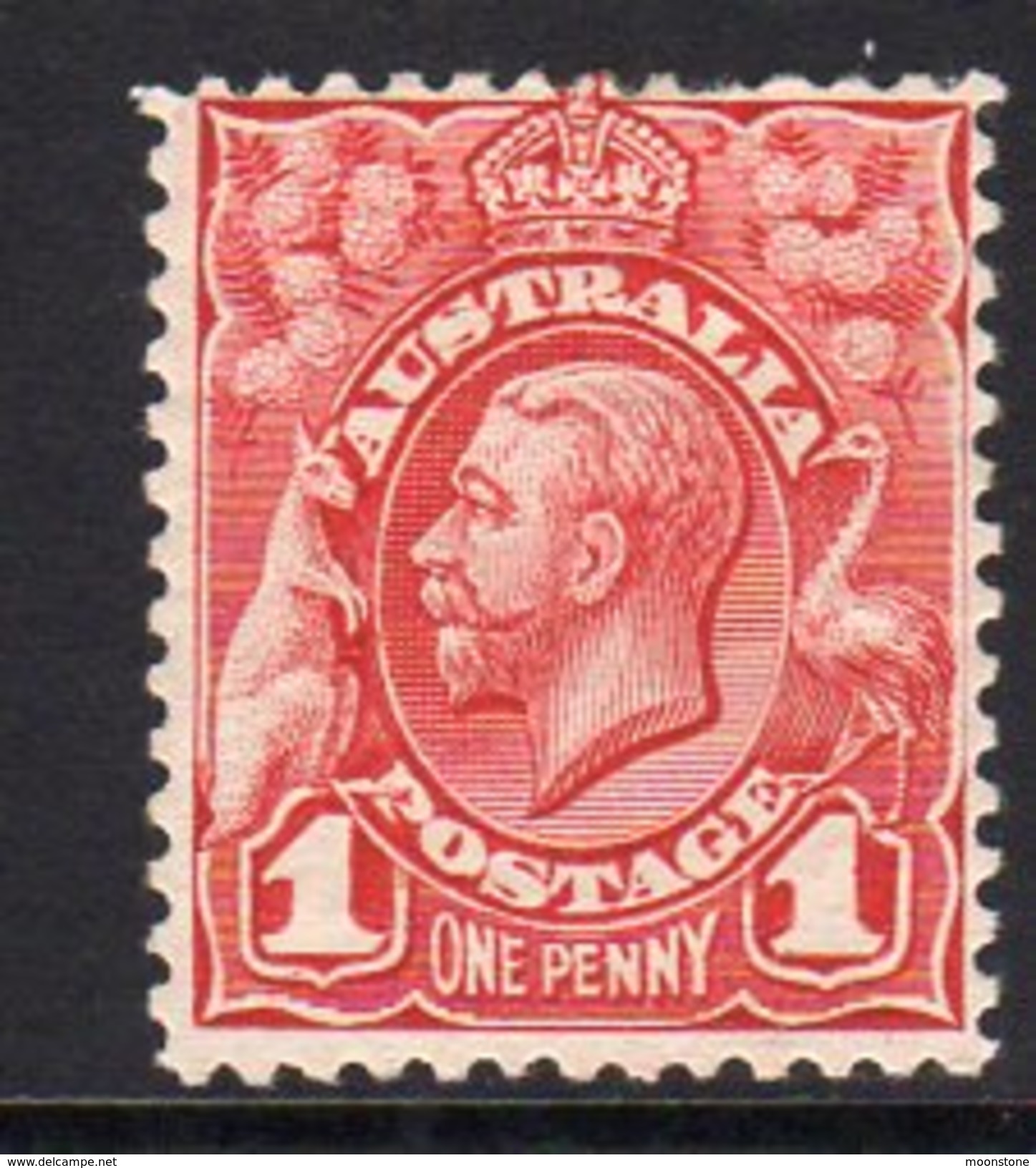 Australia 1913-4 1d Red GV Head, No Wmk., Heavy Hinge (SG 17) - Mint Stamps