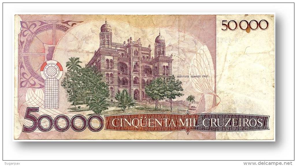 BRASIL - 50 CRUZADOS On 50 000 CRUZEIROS - ND ( 1986 ) - P 207 - Serie 4581 - Sign. 23 - Oswaldo Cruz - 50000 - Brésil