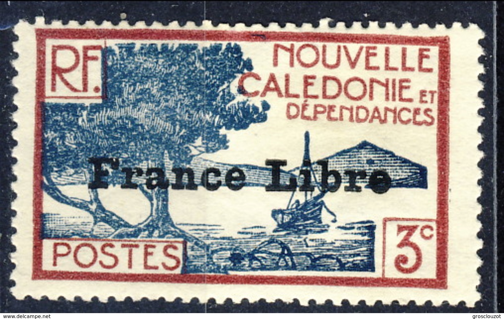 Nouvelle Caledonie 1941 N. 197 C. 3 Sovrastampato France Libre MNH Cat. &euro; 17 - Nuovi