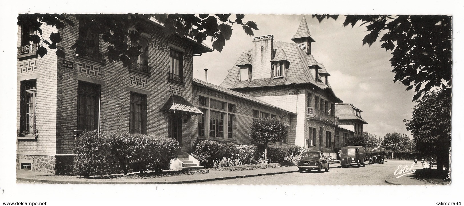 YVELINES  /  LES  CLAYES-sous-BOIS  /  LA  MAIRIE  ET  LES  ECOLES  ( Automobiles Années 50 ) /  CARTE  DOUBLE - Les Clayes Sous Bois