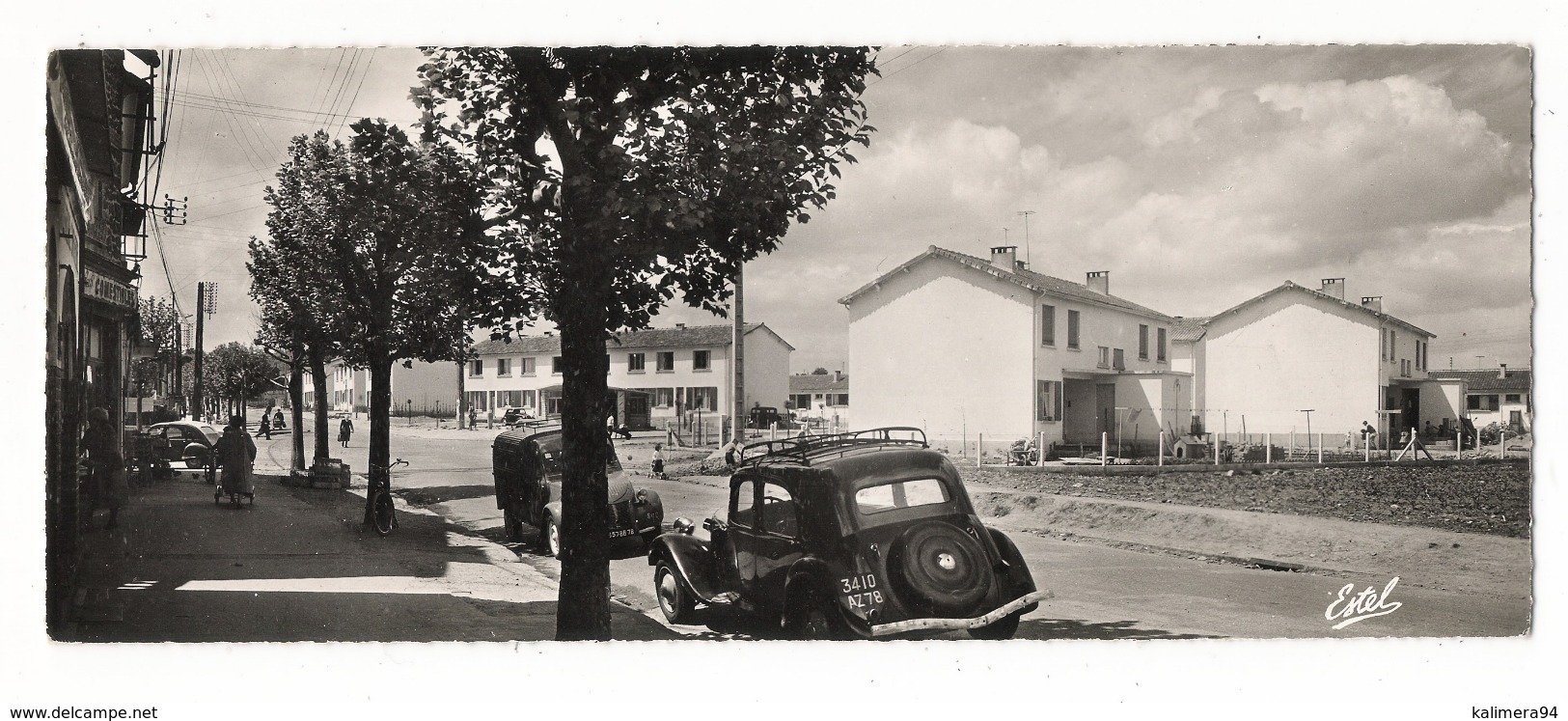 YVELINES  /  LES  CLAYES-sous-BOIS  /  RUE MAURICE-JOUET ET JARDINS DES CLAYES ( Automobiles Années 50 ) / CARTE  DOUBLE - Les Clayes Sous Bois