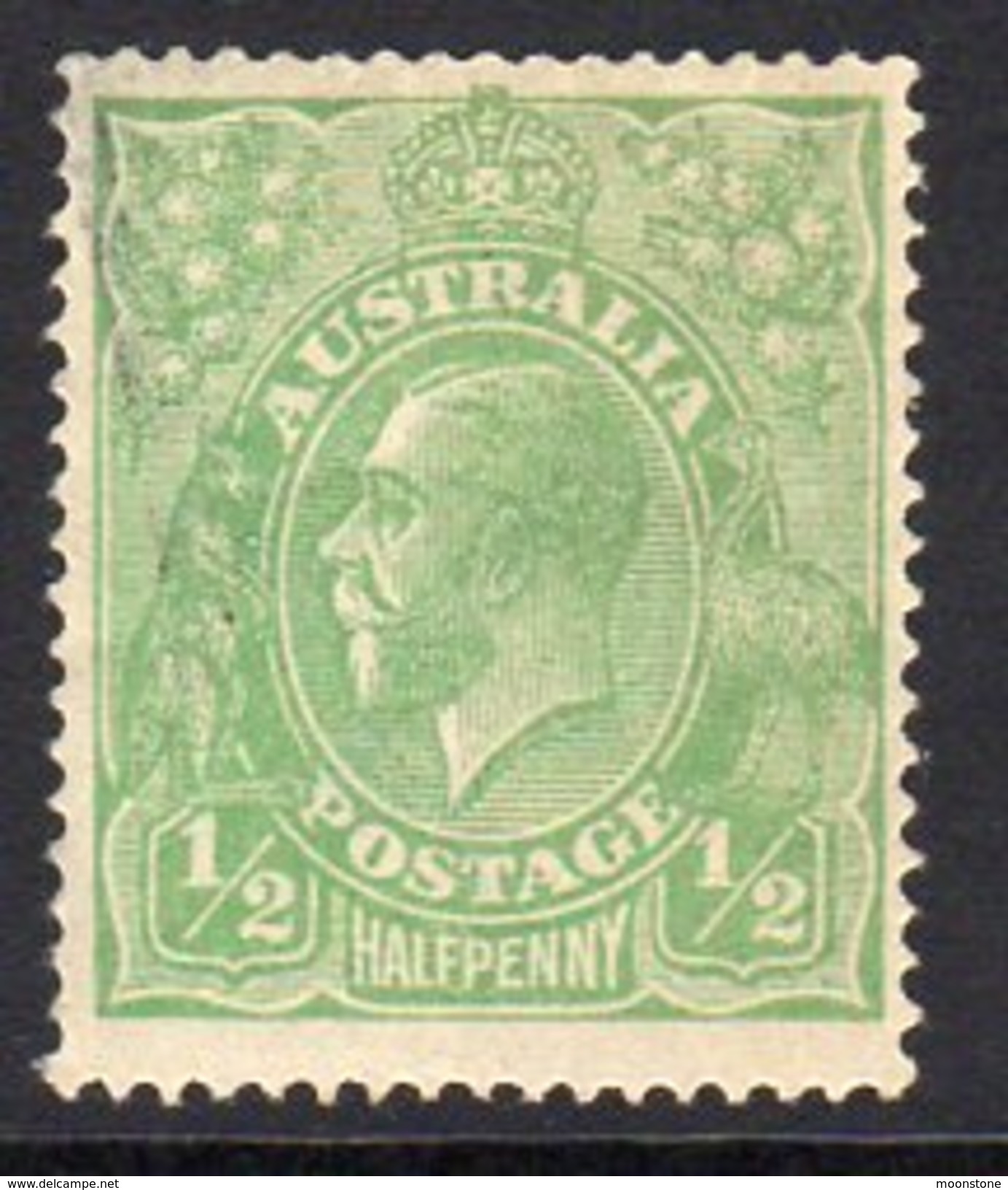 Australia 1914-20  ½d Yelow-green GV Head, 2nd Wmk., Hinged Mint, (SG 20c) - Neufs