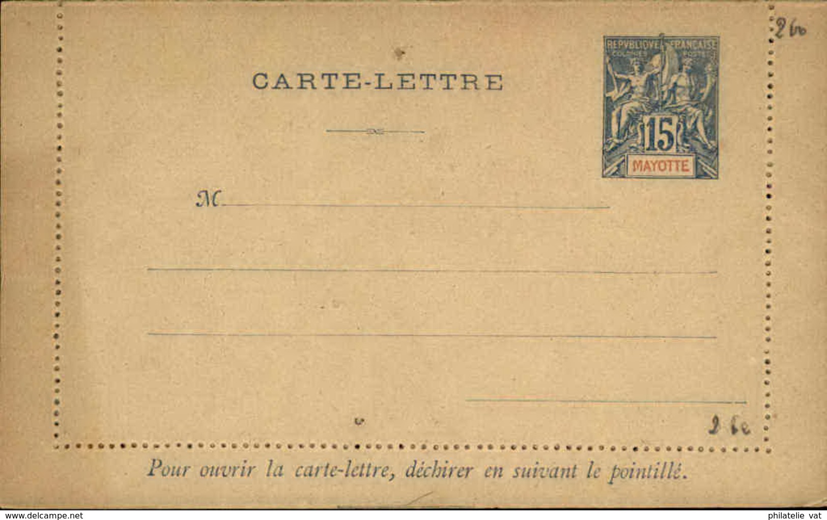 MAYOTTE - Entier Sur Carte Lettre Vierge Au Type Groupe - P21095 - Postwaardestukken & PAP