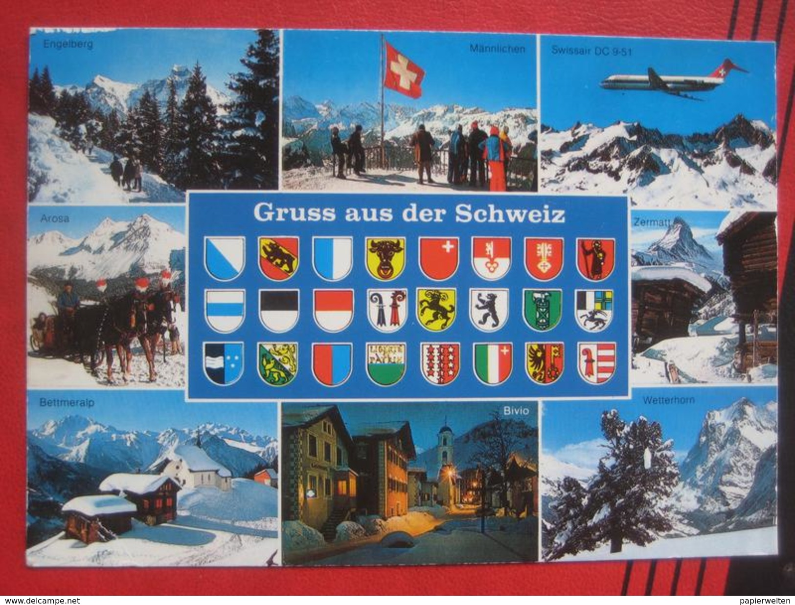 Arosa / Bivio (GR) Engelberg (OW) Etc  - Mehrbildkarte "Gruss Aus Der Schweiz" / Swissair DC 9-51 - Bivio