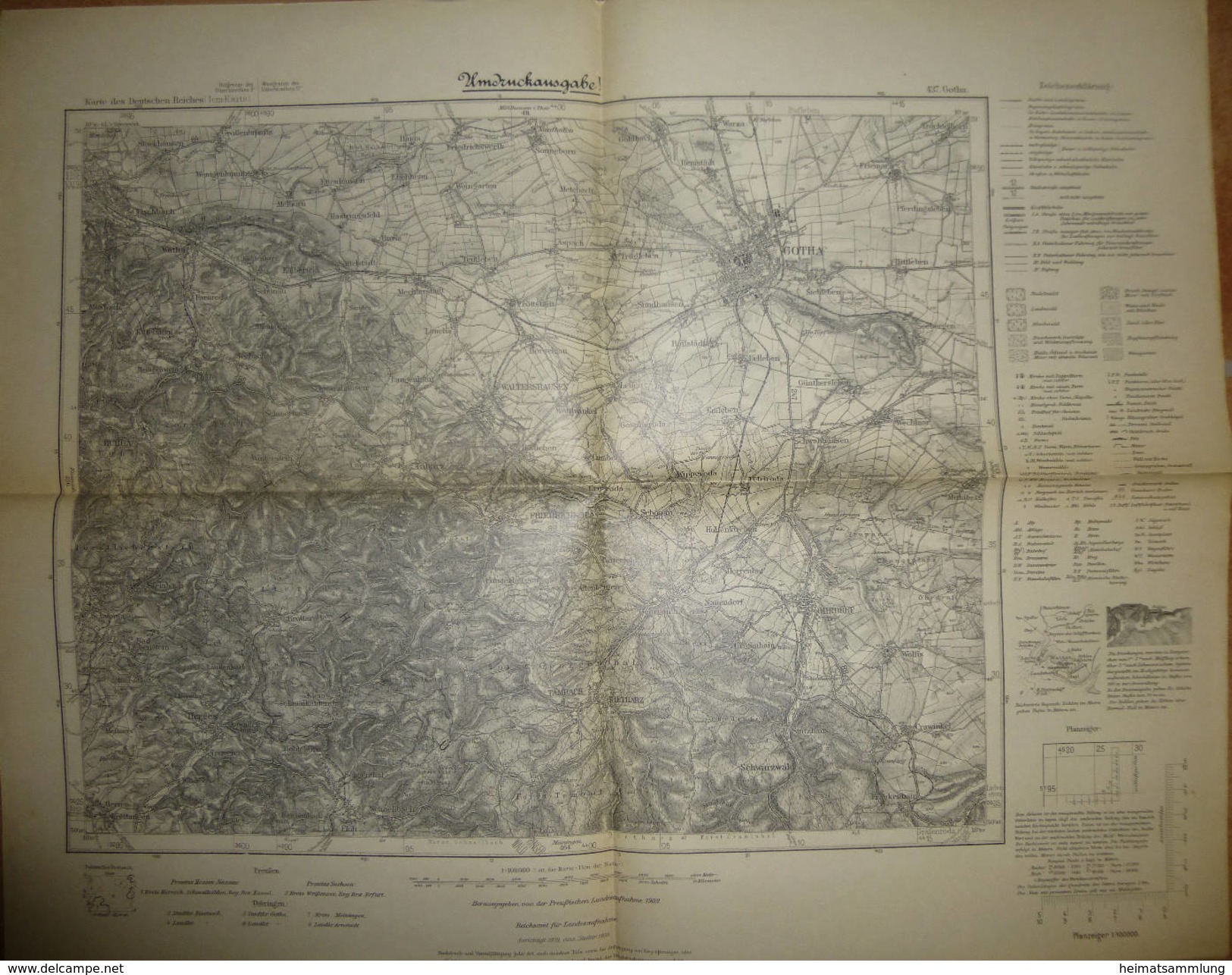 Karte Des Deutschen Reiches 1-cm-Karte - 437 Gotha - Umdruckausgabe! 1936 - Topographische Karten