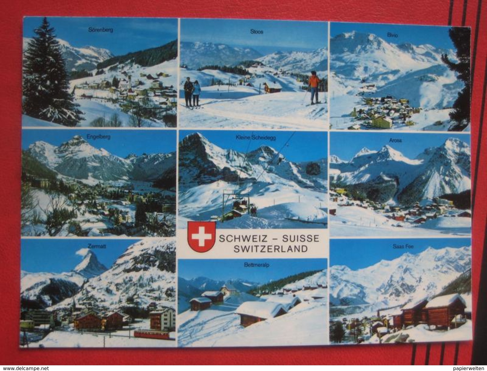 Arosa / Bivio (GR) Engelberg (OW) Zermatt / Saas Fee (VS) Etc  - Mehrbildkarte "Schweiz - Suisse - Switzerland" - Bivio