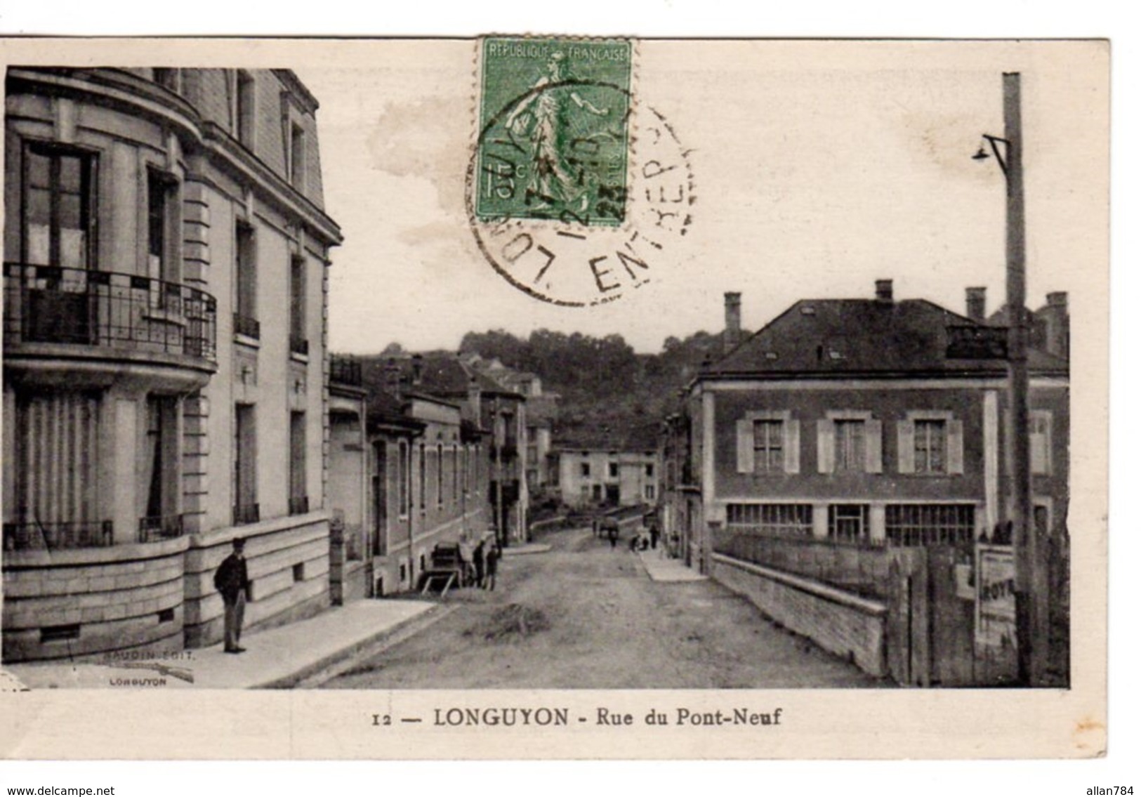 54 - CPA LONGUYON - RUE DU PONT NEUF - 1923 - CACHET PEU COMMUN ENTREPOT GARE DE LONGUYON - BON ETAT - - Longuyon