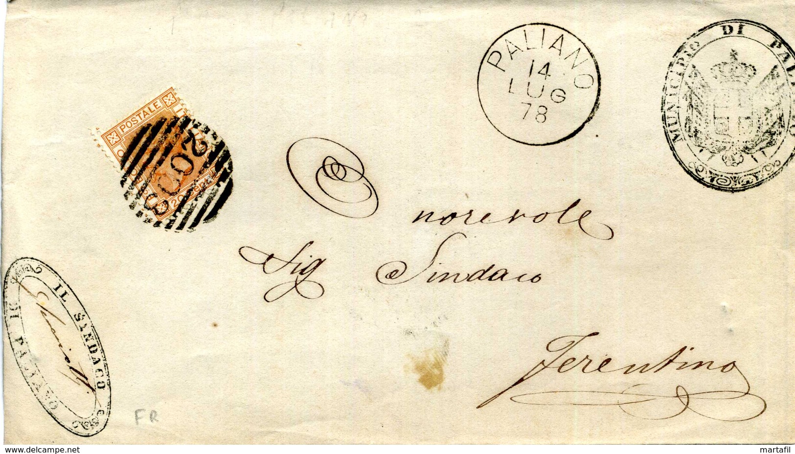 1886 Storia Postale // PALIANO - DIREZIONE DI ROMA - Storia Postale