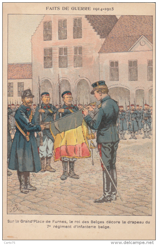Belgique - Veurne Furnes - Roi Des Belge - Guerre 14-18 Drapeau Du 7ème Régiment D'Infanterie - Patriotique Hommage - Veurne