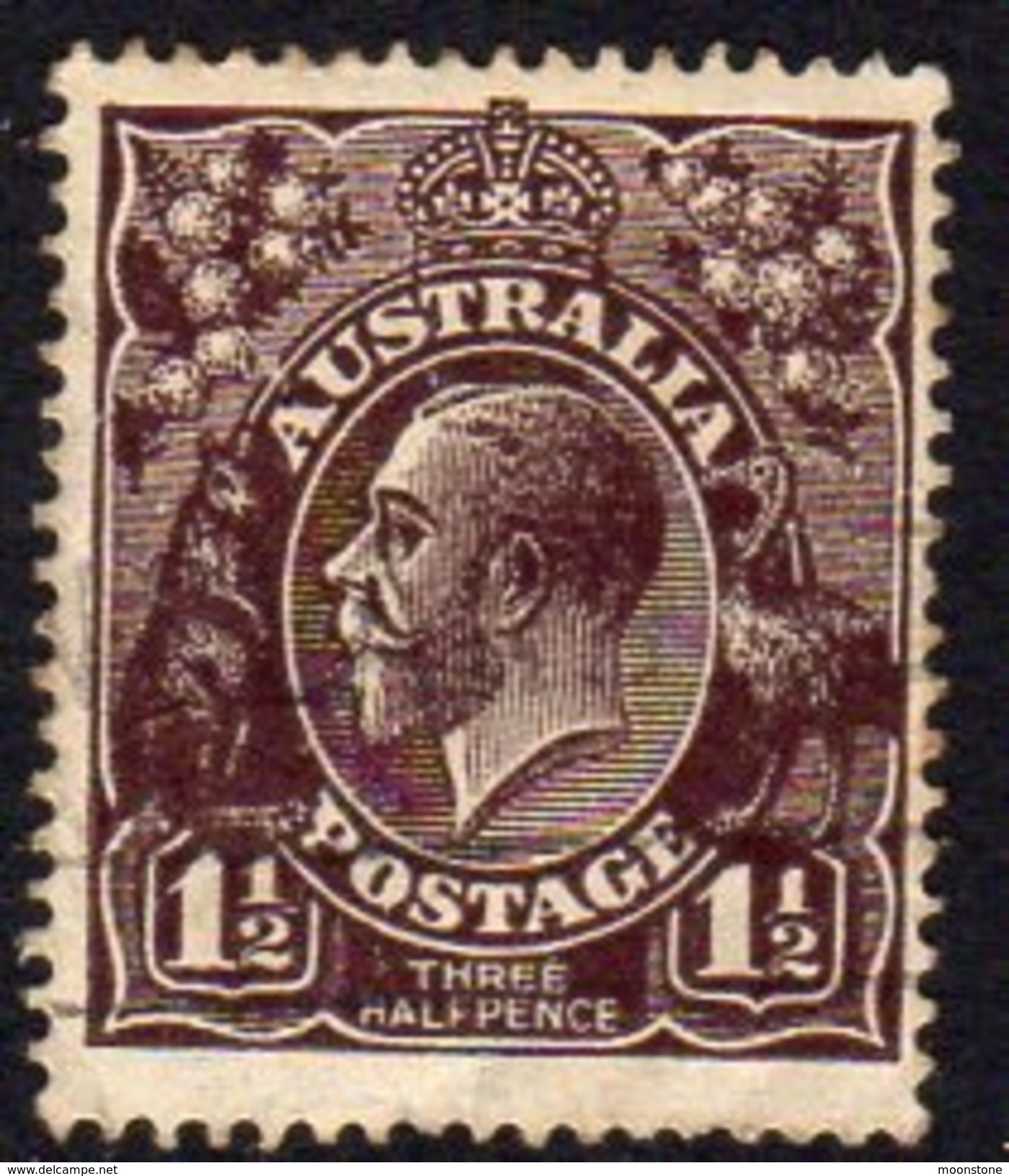 Australia 1918-20 1½d Black-brown GV Head, Wmk. 6a, Used (SG 51) - Oblitérés