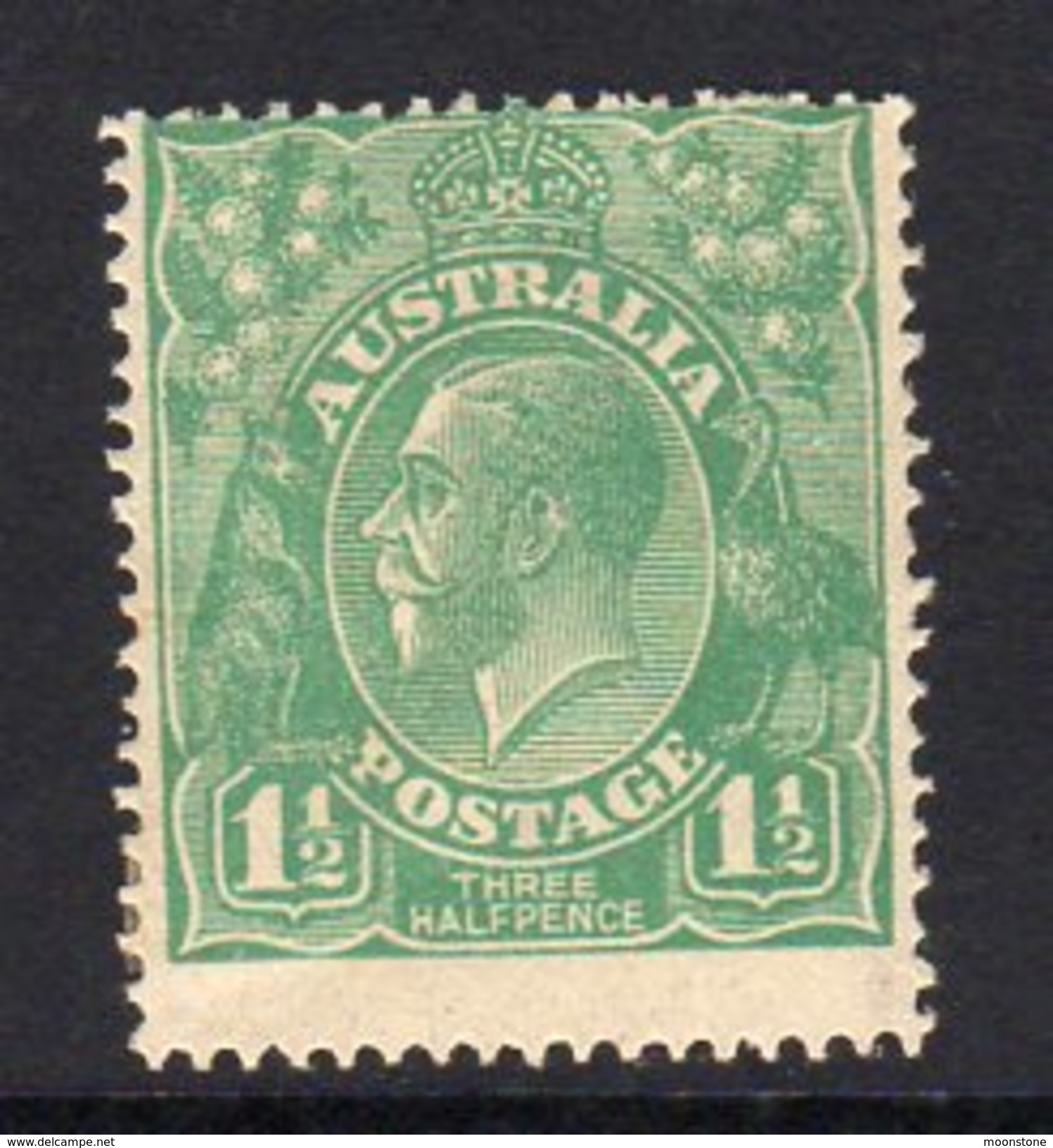 Australia 1918-23 1½d Green GV Head, 2nd Wmk. 5, Hinged Mint (SG 61) - Mint Stamps