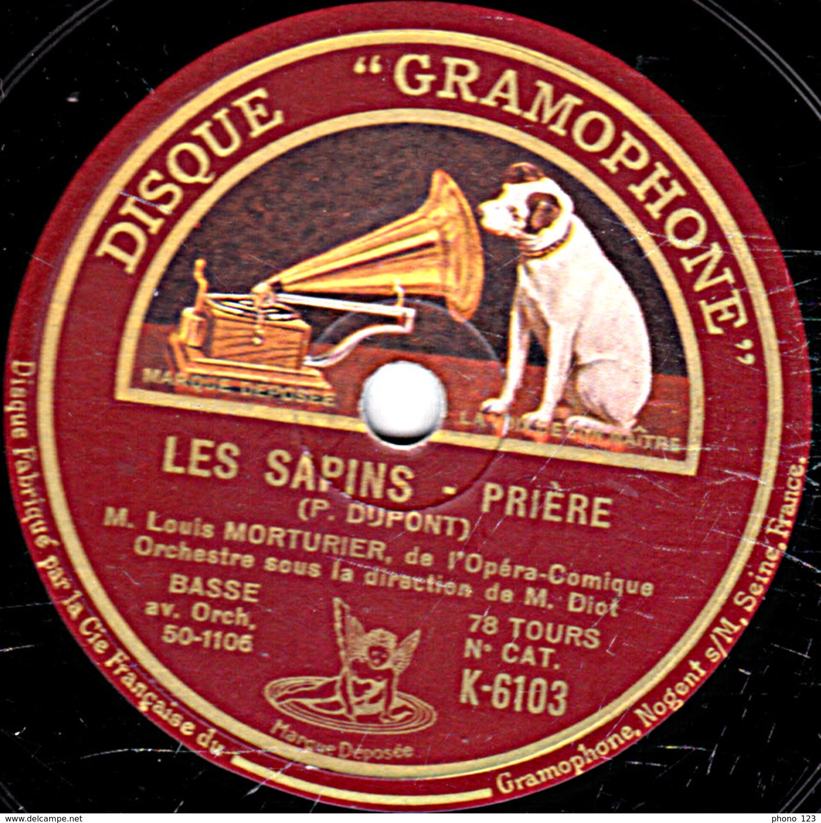 78 T. - 25 Cm - état EX -  Louis MORTURIER - LES BOEUFS - LES SAPINS - 78 T - Disques Pour Gramophone