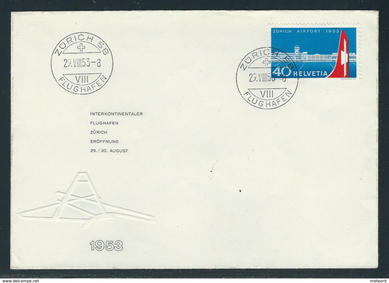 1953 MiNr. 585 ERSTTAGSBRIEF Gestempelt, 29. VIII 53, ZÜRICH FLUGHAFEN - Briefe U. Dokumente