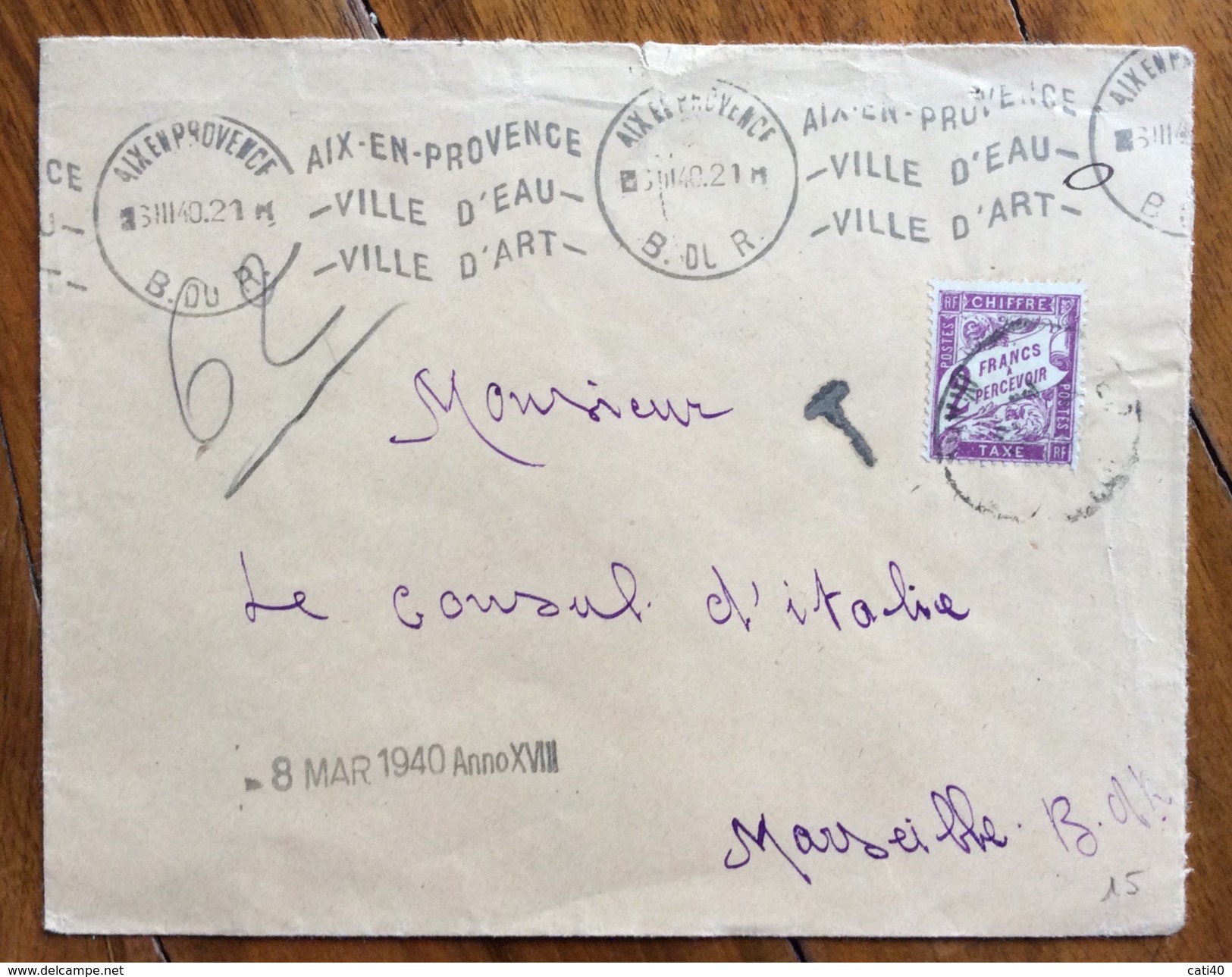 FRANCIA TASSATE 1940 UN PIEGO ED UNA BUSTA CON TASSE DIVERSE - Storia Postale