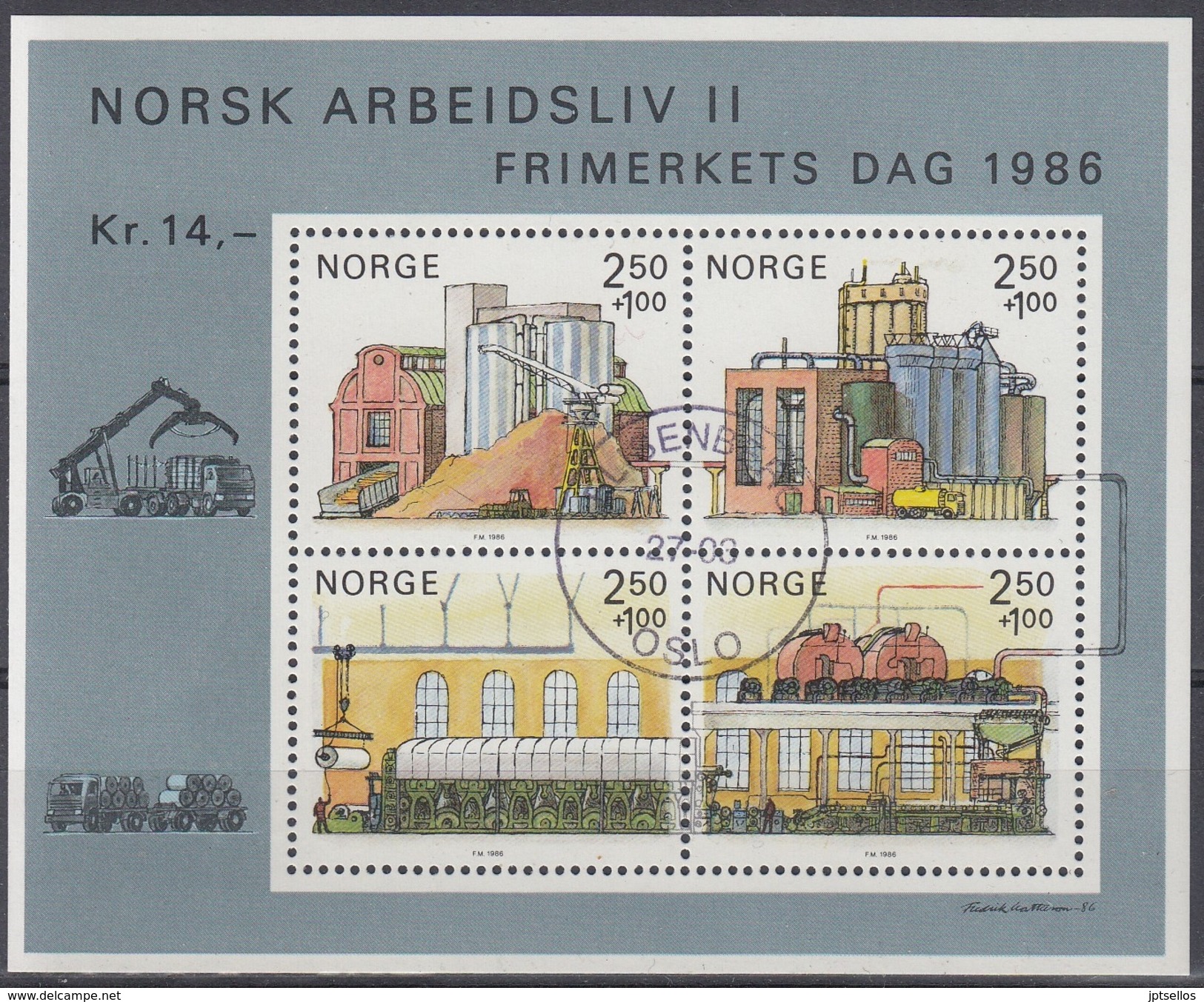 NORUEGA 1986 HB-6 USADO - Blocks & Sheetlets