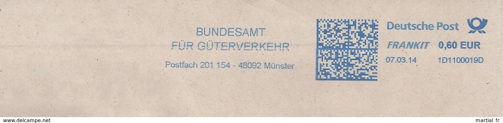 EMA RED METER STAMP FREISTEMPEL ALLEMAGNE DEUTSCHLAND GERMANY FRET GüterVERKEHR BUNDESAMT MUNSTER - Trains