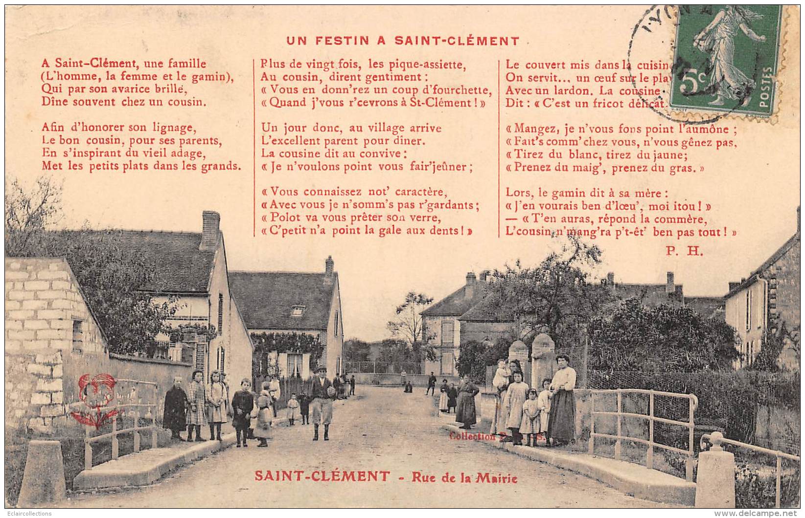 Saint Clément  89      Rue De La Mairie - Pème: Un Festin à       (voir Scan) - Autres & Non Classés