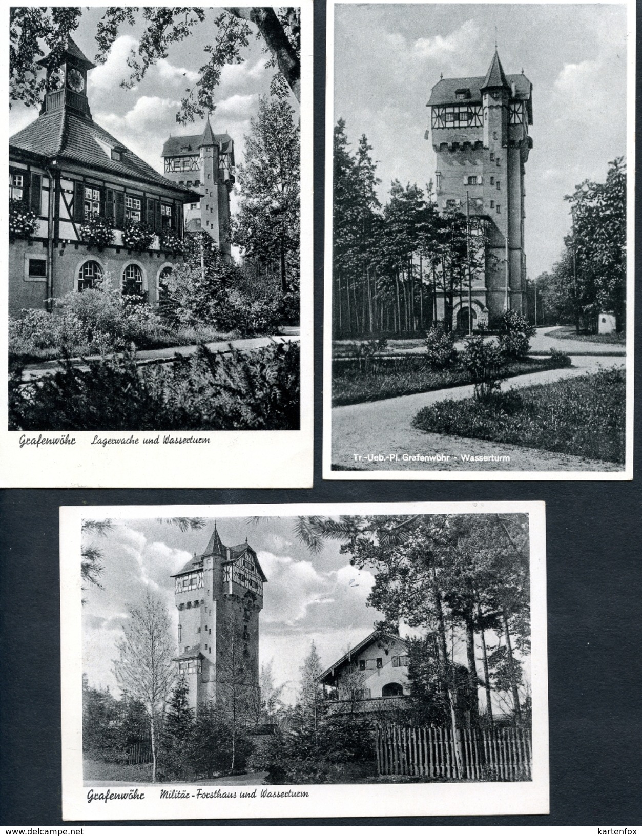 Grafenwöhr, 3 AK, 1939, Lagerwache, Wasserturm,-Militär-Forsthaus, Neustadt A.d. Waldnaab, TOP,TOP - Grafenwoehr