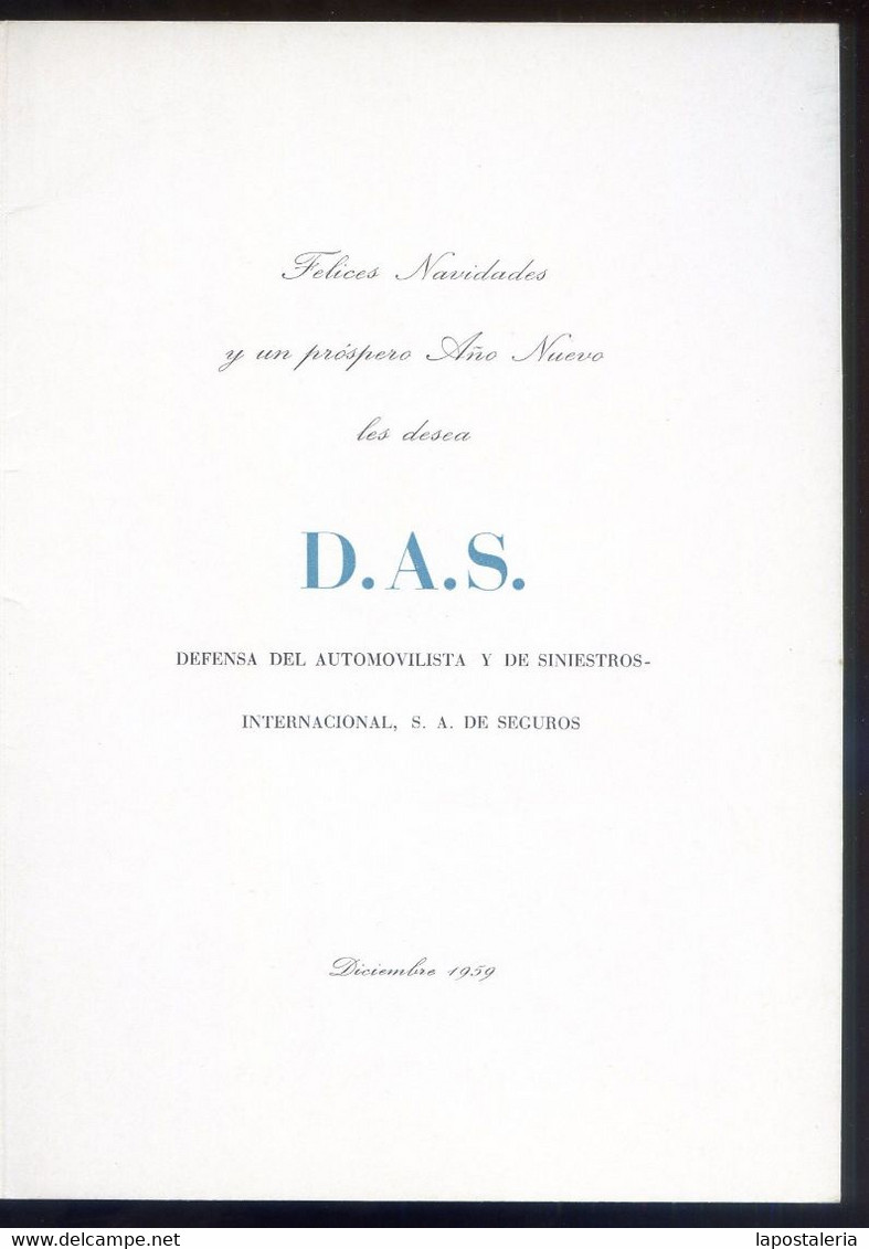 Felicitacion De Navidad. *D.A.S.* Díptico 200 X 142 Mms. Impresor: A. Núñez 1959. - Otros & Sin Clasificación