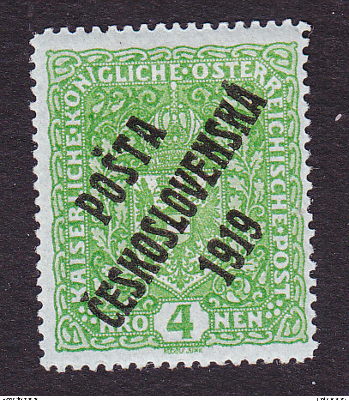 Czechoslovakia, Scott #B20, Mint Hinged, Austrian Stamps Overprinted, Issued 1919 - Unused Stamps