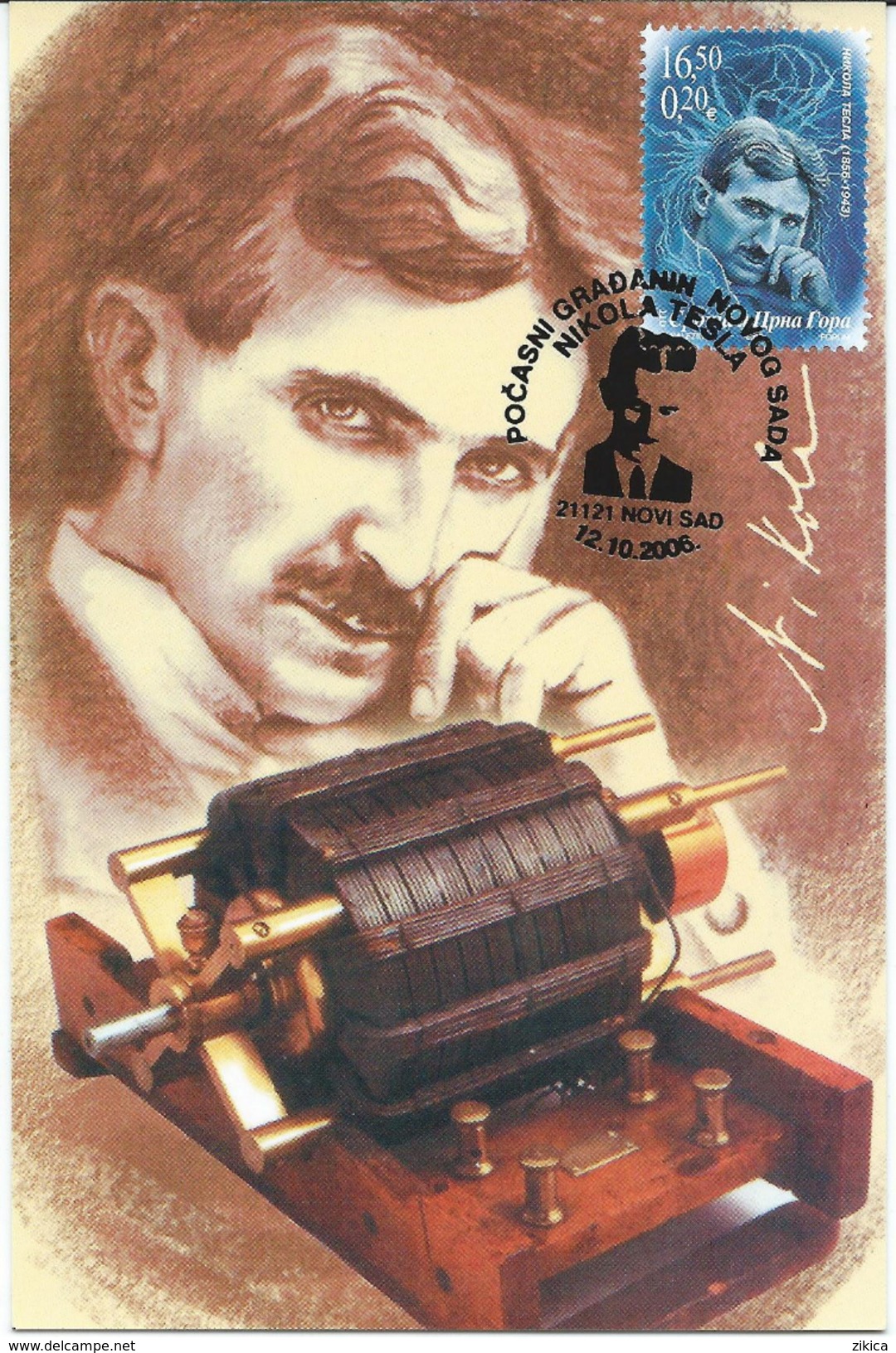 Nikola Tesla - Honorary Citizen Of Novi Sad,12.10.2006.Serbia & Montenegro.Sciences,Famous People,Energies,Maximum Card - Autres & Non Classés