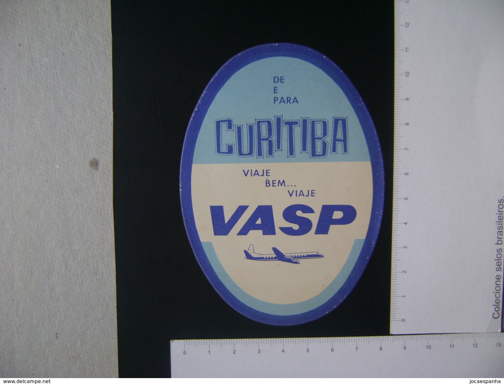 PLANE - FROM AND TO CURITIBA / VASP (BRAZIL)  LABEL - Advertisements