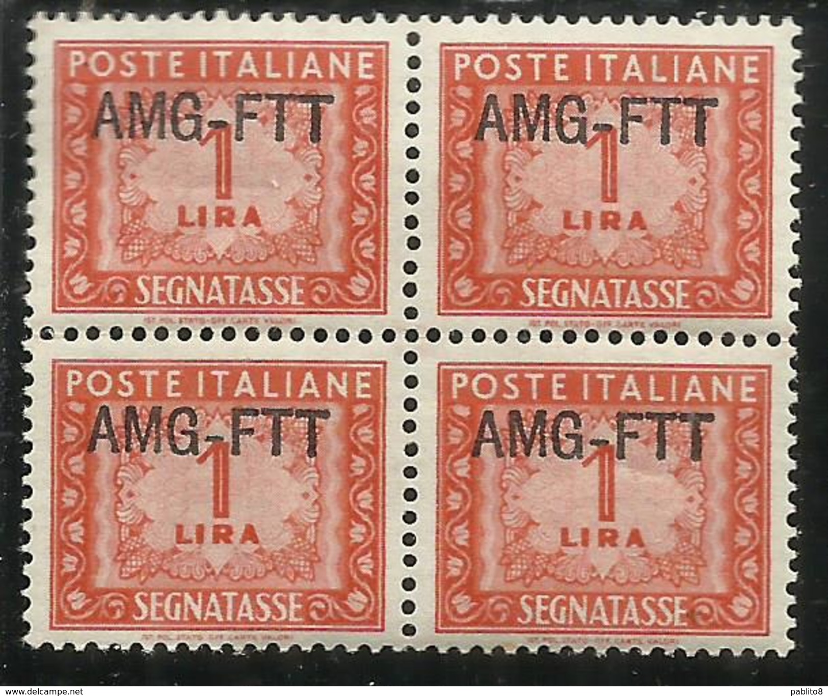 TRIESTE A 1949 1954 AMG-FTT SOPRASTAMPATO D´ITALIA ITALY OVERPRINTED SEGNATASSE POSTAGE DUE TAXES TASSE LIRE 1 MNH - Strafport