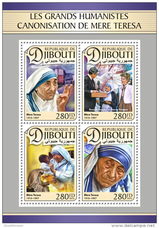 DJIBOUTI 2016 ** Mother Teresa Canonization Heiligsprechnung M/S - IMPERFORATED - A1702 - Mother Teresa