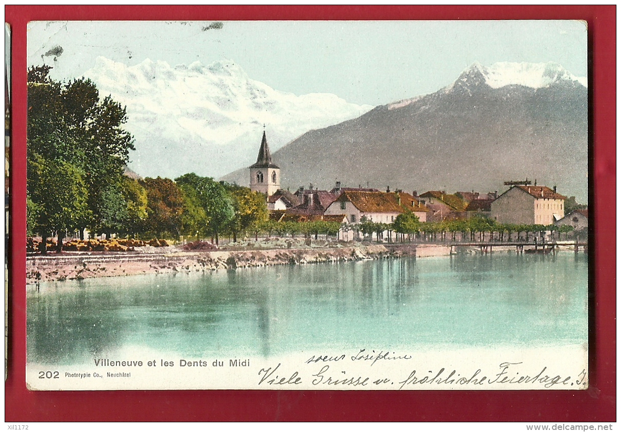 PRM-22  Villeneuve Et Dents Du Midi. Cachet 1908 - Villeneuve