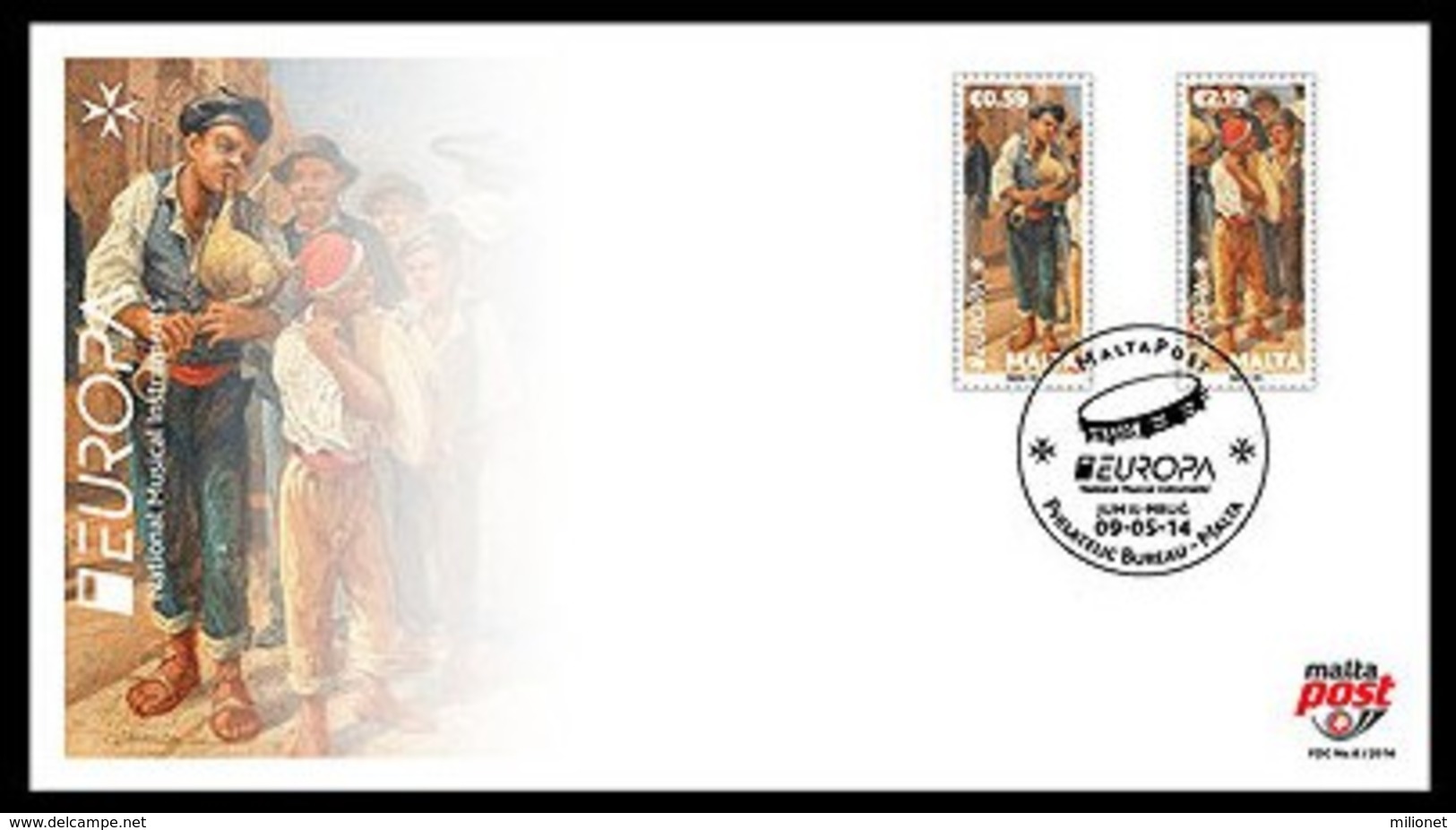 SALE!!! MALTA 2014 EUROPA CEPT MUSIC INSTRUMENTS - FDC First Day Cover - 2014