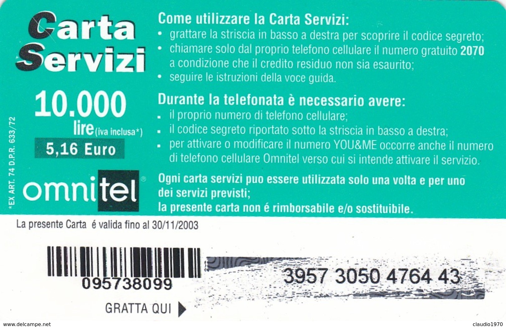 Lotto Di  3 Ricarica Omnitel. - Autres & Non Classés