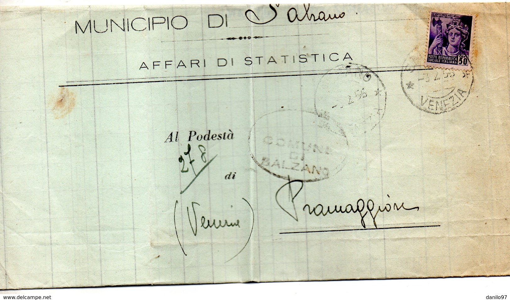 1946  LETTERA CON ANNULLO SALZANO VENEZIA - Storia Postale