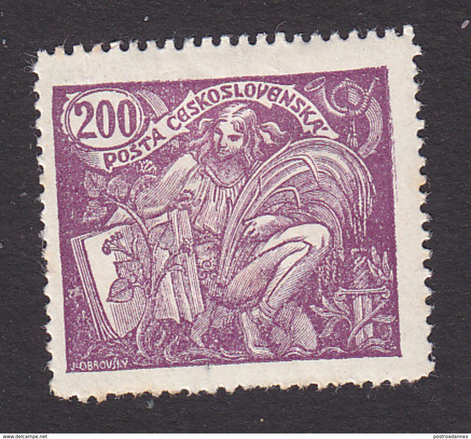 Czechoslovakia, Scott #77, Mint Hinged, Agriculture And Science, Issued 1920 - Unused Stamps