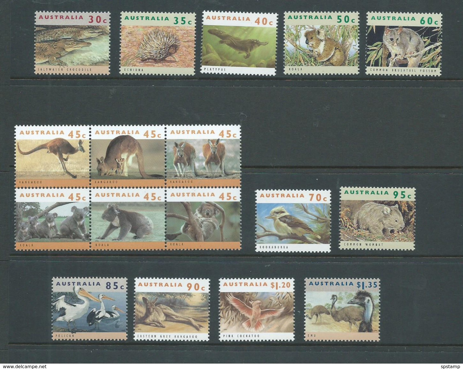 Australia 1992 Wildlife Fauna Definitive Simplified Set Of 17 MNH - Mint Stamps