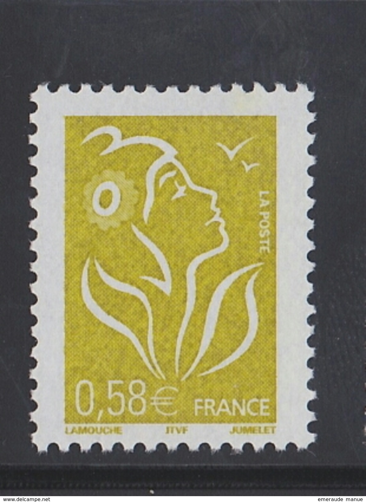 2005 - TIMBRE NEUF - MARIANNE DE LAMOUCHE (Jaune-olive) - N° YT : 3735 - 2004-2008 Marianne De Lamouche