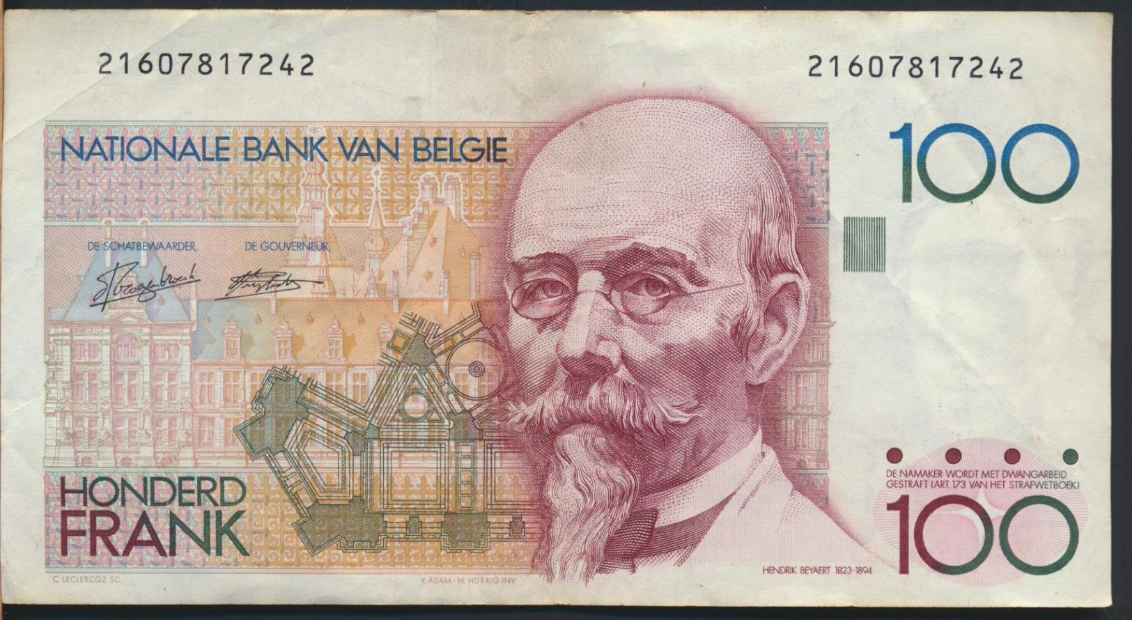 °°° BELGIO BELGIUM - 100 FRANCS FRANK °°° - 100 Franchi