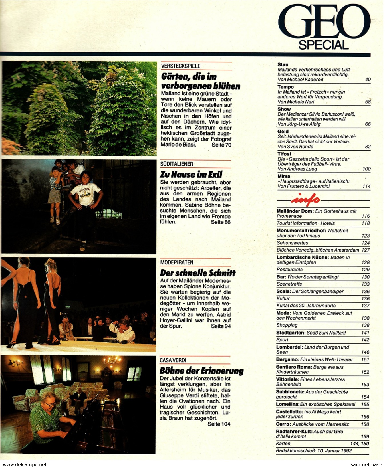 Geo Magazin Spezial  -  Mailand -  Nr. 1 / 1992  -  Von Heiligen Und Scheinheiligen  -  Modepiraten - Travel & Entertainment