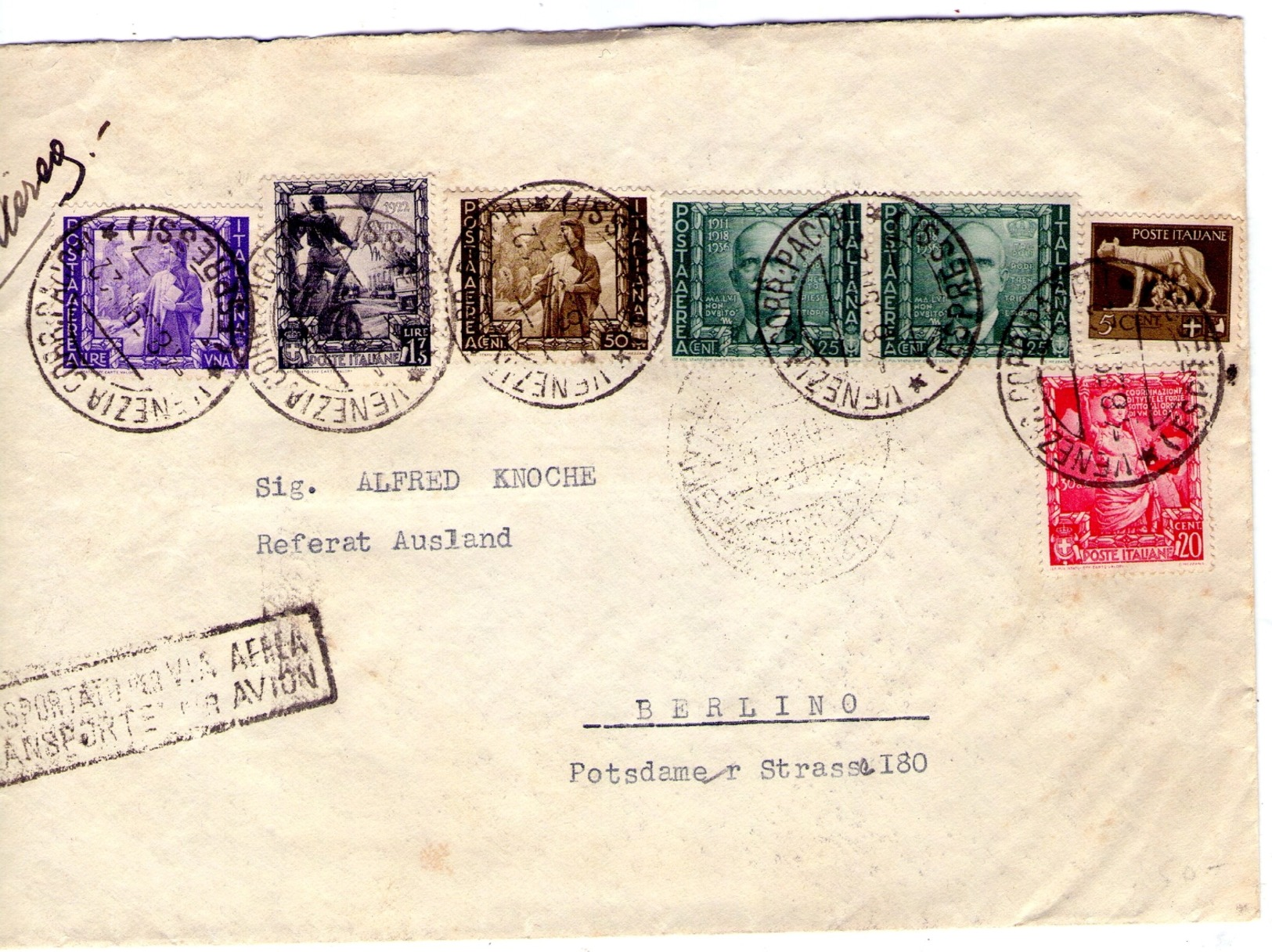 ITALIA  Storia Postale  Regno  P. Aerea  Commemorativi Ploclamazione  Del  7 - 8- 1939 - Storia Postale