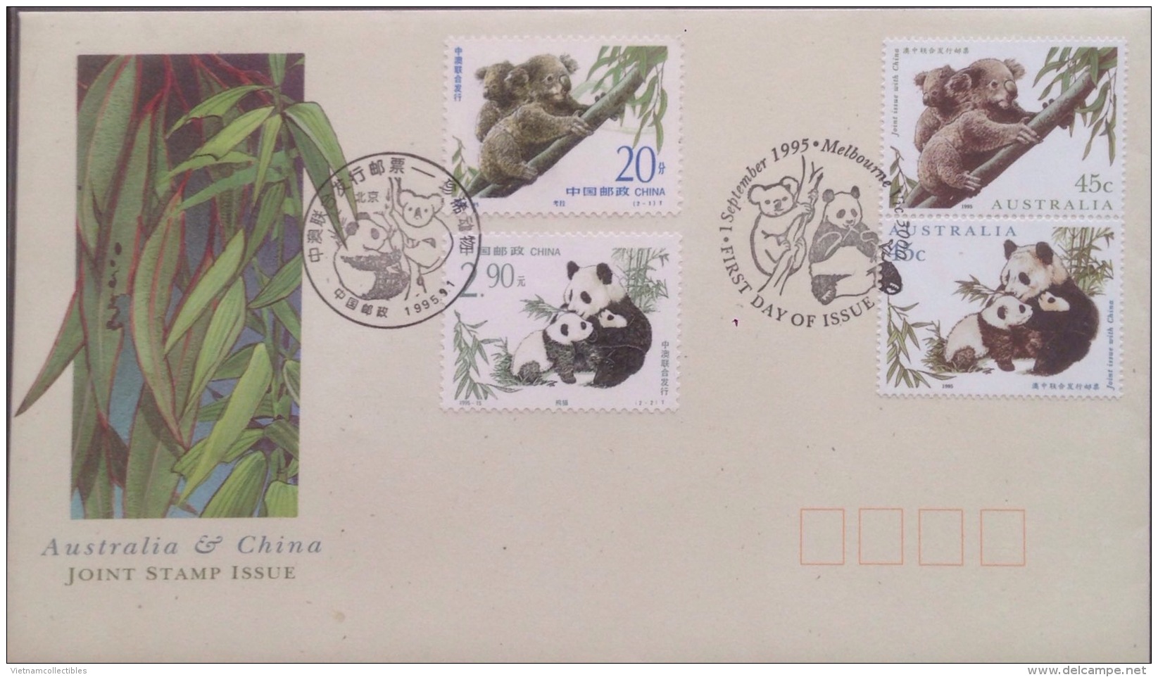 WWF W.W.F. FDC Join Issue China Australia 1995 : Kaola &amp; Panda - Lettres & Documents