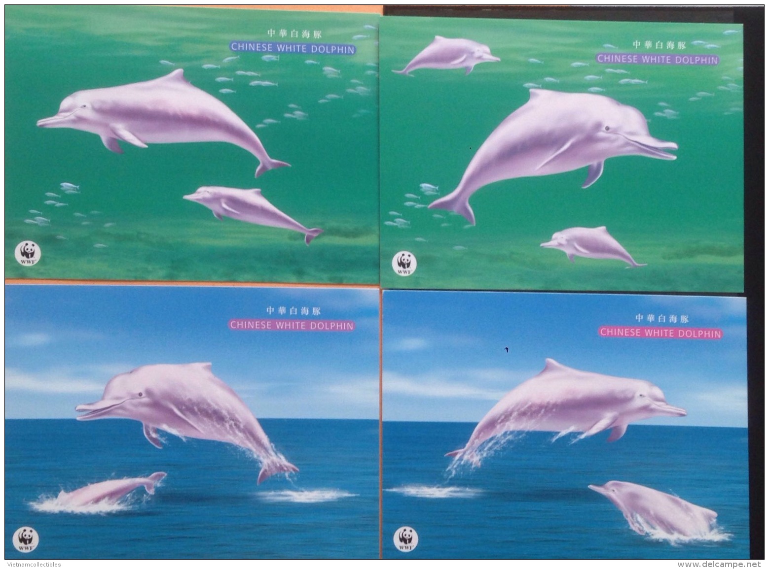 Full Set Of Postal Stationery Covers Of HongKong China Chinese White Dolphin - WWF - Lettres & Documents