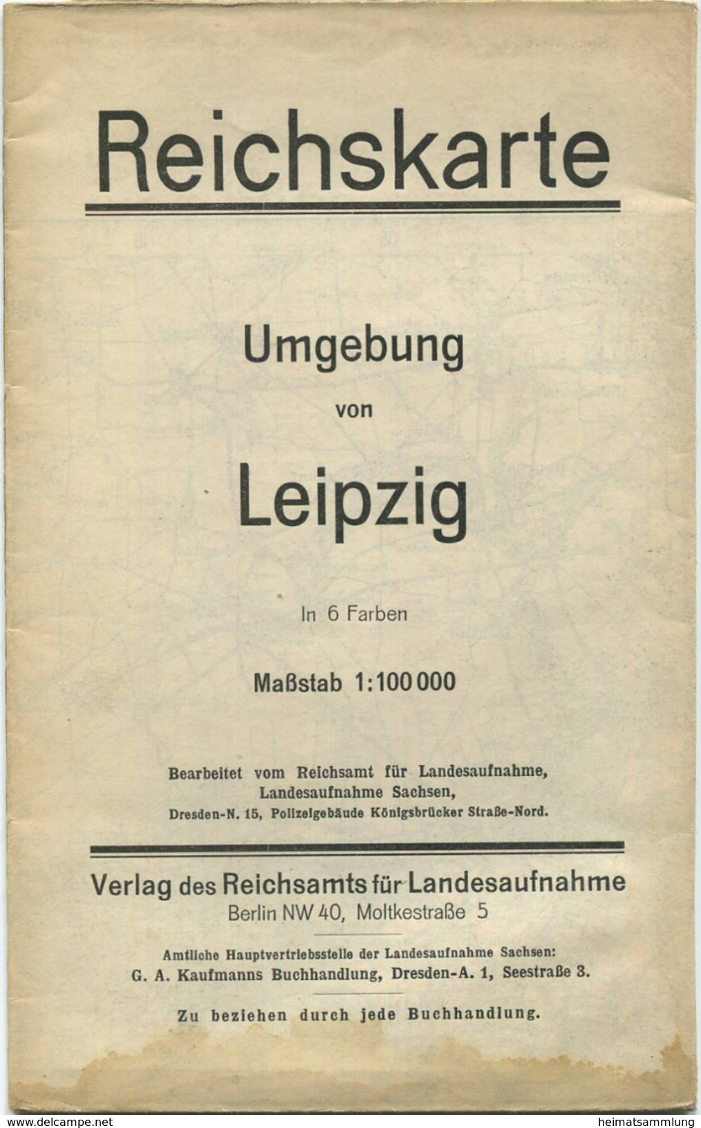 Reichskarte 1925 - Umgebung Von Leipzig In 6 Farben - Maßstab 1:100'000 - 68cm X 82cm - Mapas Topográficas