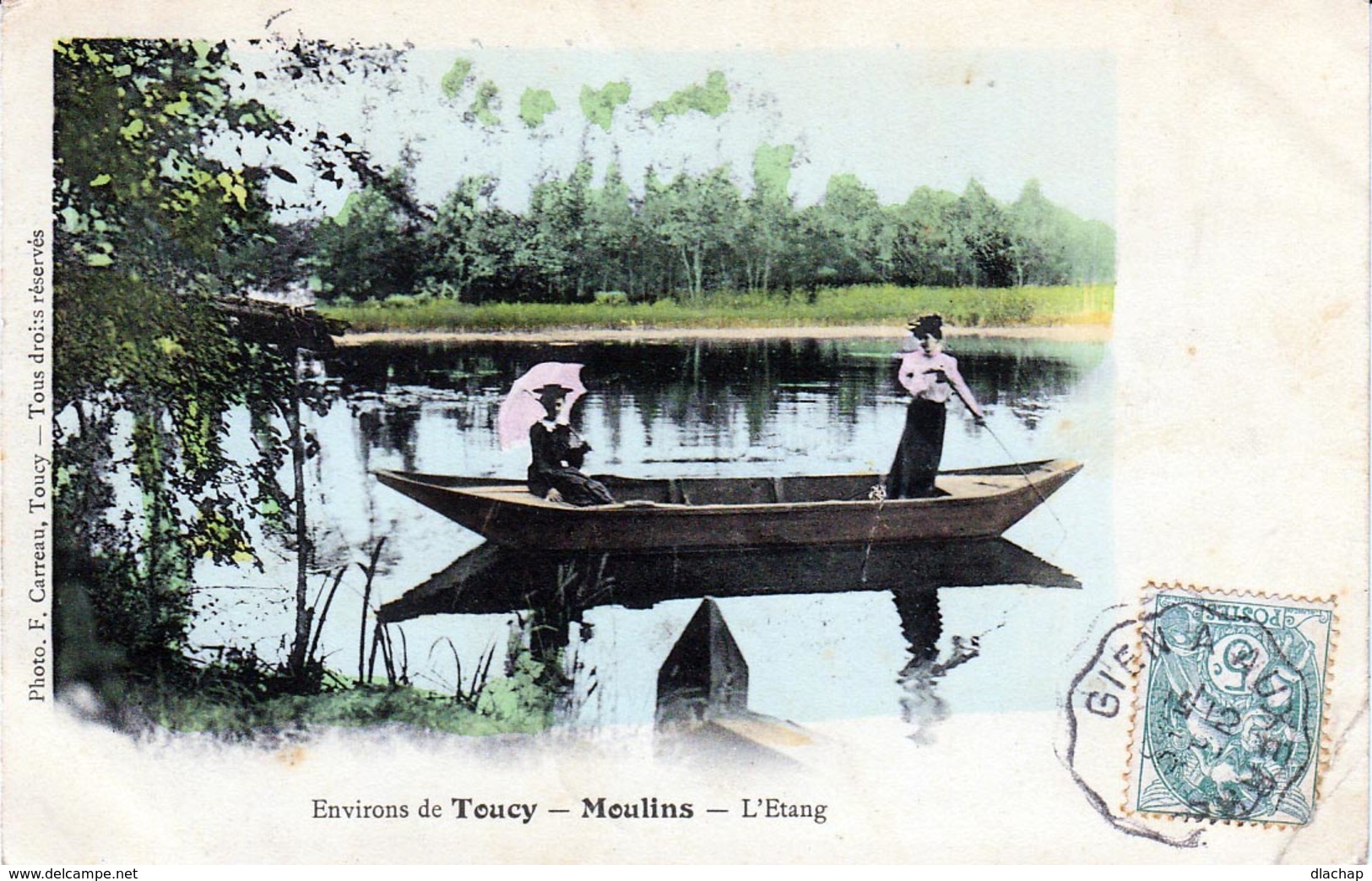 Sur CPA De Toucy Cachet Ambulant Gien à Auxerre 1900 Sur Type Blanc Et Au Dos De La Carte. - Poste Ferroviaire